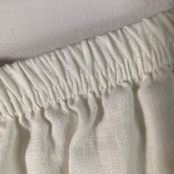 Womens Caroline Rose Linen Pull On Stretch Waist Pants White LP - Picture 4 of 7